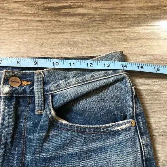 FRAME Women’s Jeans 24 Heritage Le Piper Straight Crop‎ Raw Hem Distressed Boho - Picture 4 of 9